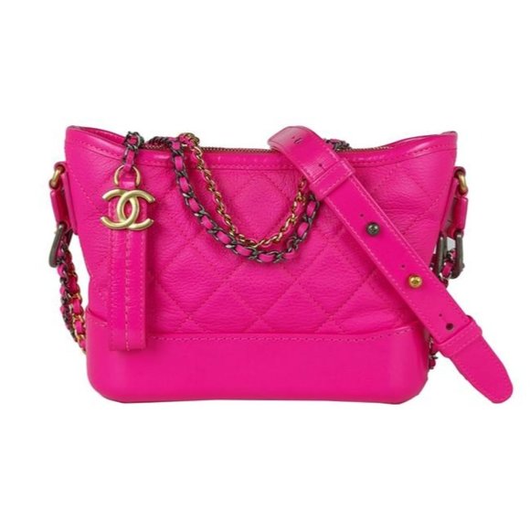 CHANEL Handbags - SOLD Chanel Gabrielle Small Rose Hot Pink Leather Shoulder Bag